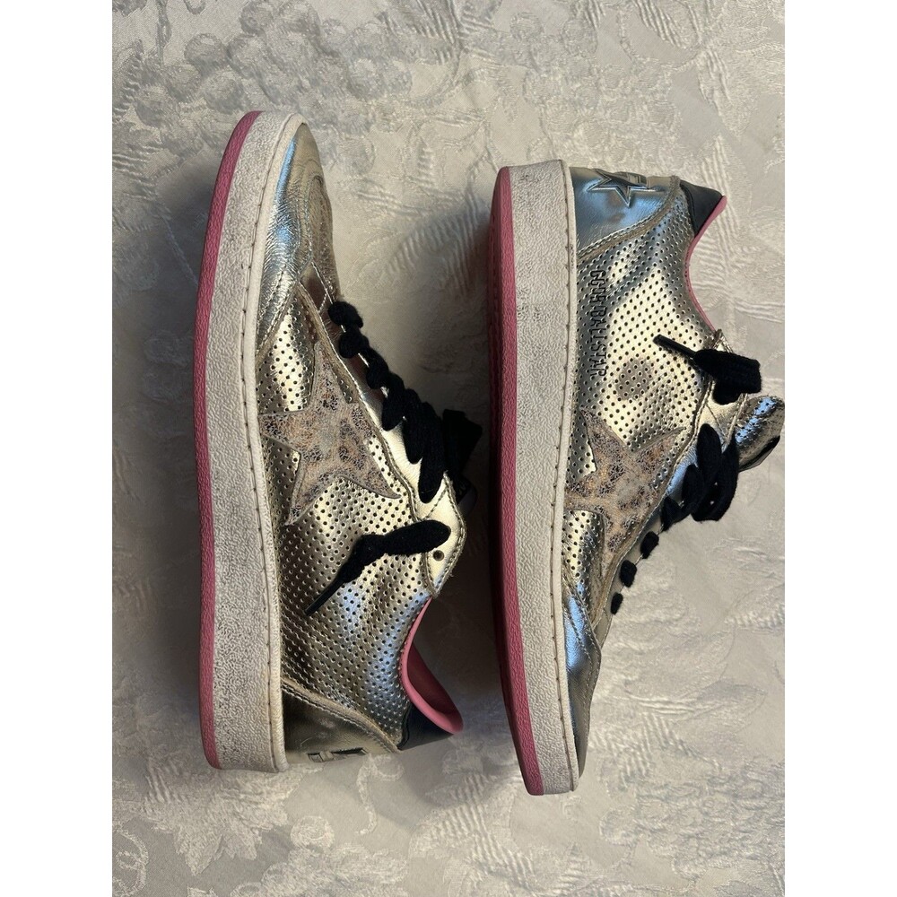 Golden Goose Gold Ballstars Leather Gold with Pink Trim Size 37/7 - Picture 10 of 13